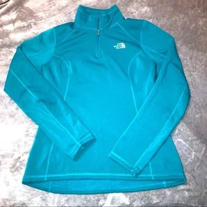 🗻north face teal 3/4 zip up fleece jacket